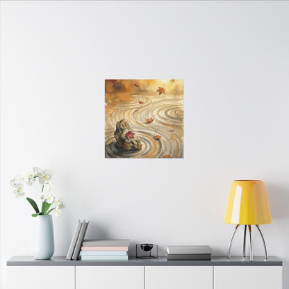 Autumn Rock Garden Watercolor Canvas Art | Neutral Decor