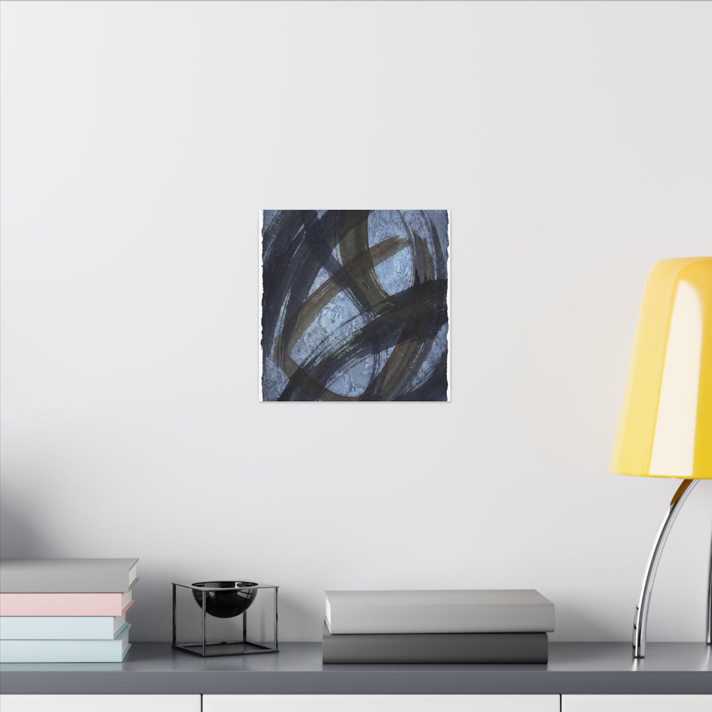 Ink Brushstroke Canvas Art | Winter Dark Japandi Shadow Zen Art