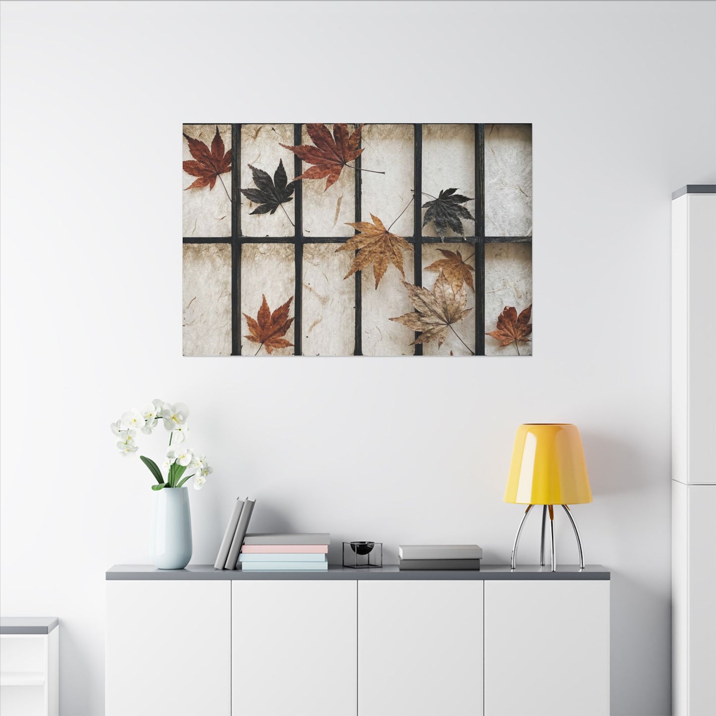 Japandi Shoji Screen in Overcast | Texture Canvas Art