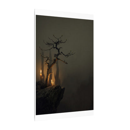 Ma Pine Tree Canvas Art - Dark Japandi Shadow Zen