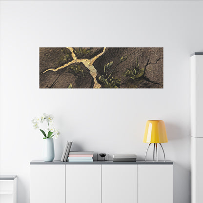Spring Cracked Earth Charcoal Ink Canvas Art | Luxurious Decor