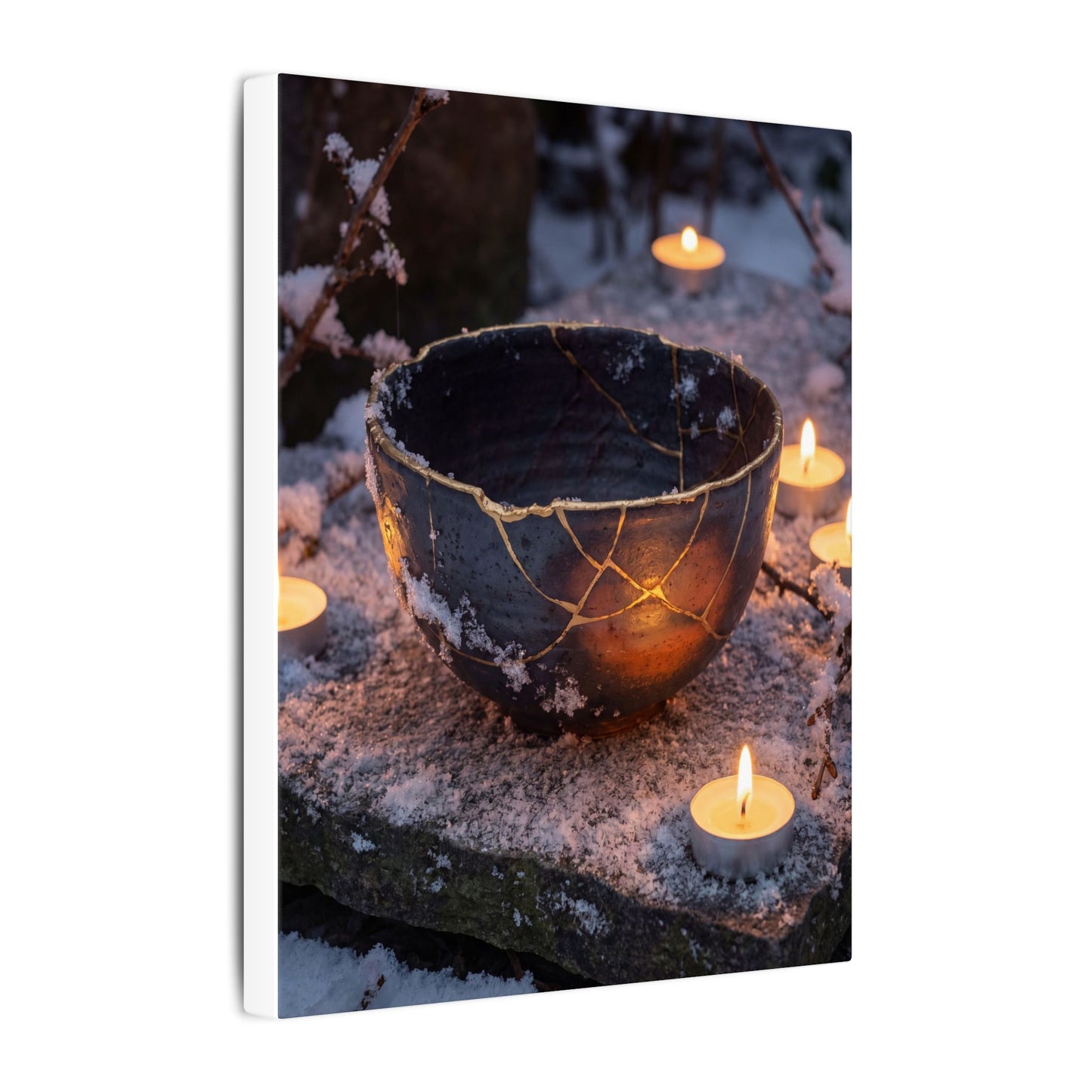 Ceramic Bowl Gold Repair Canvas Art | Beautiful Kintsugi Art