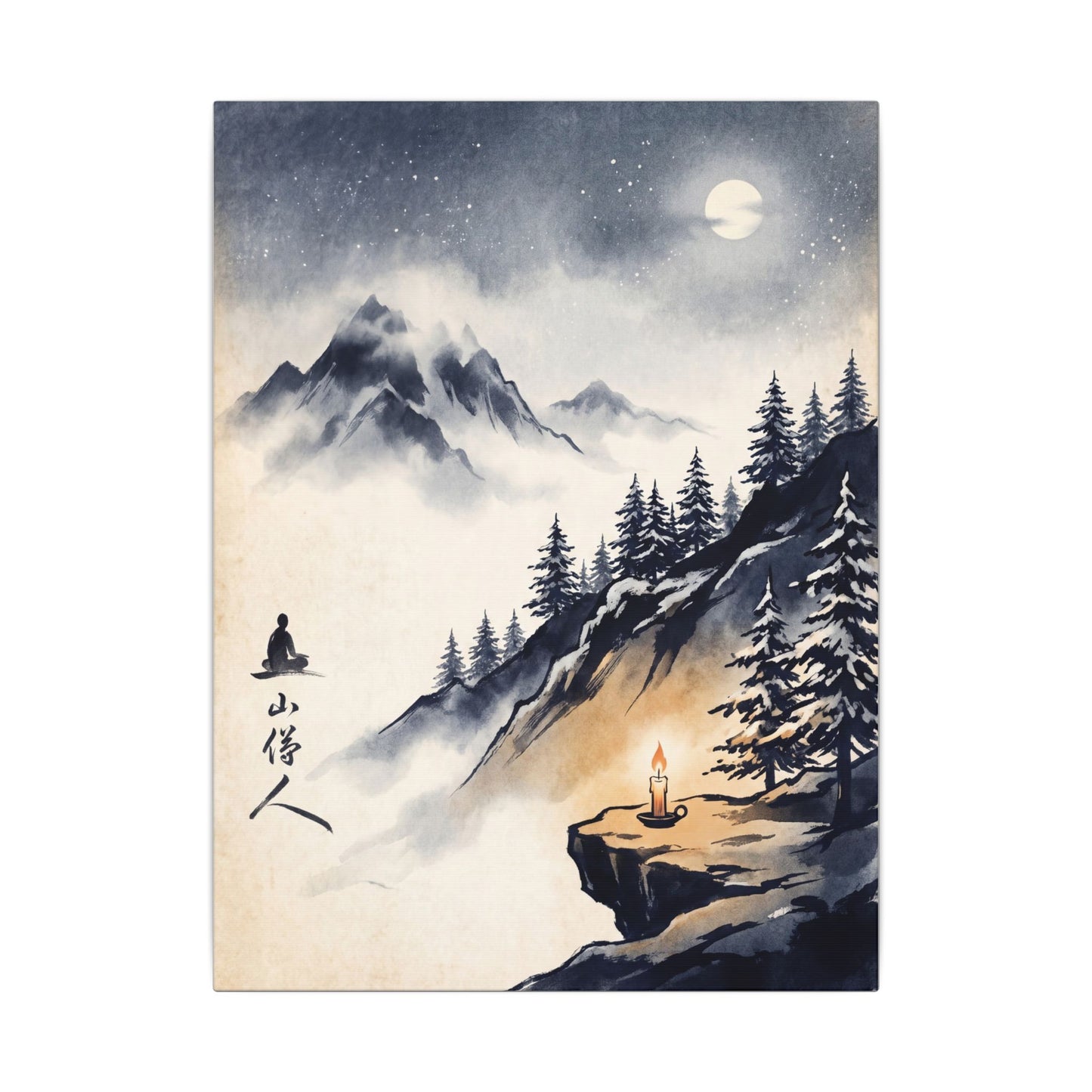 Mountain Mist Canvas Art | Winter Zen Ukiyo E Inspired Art