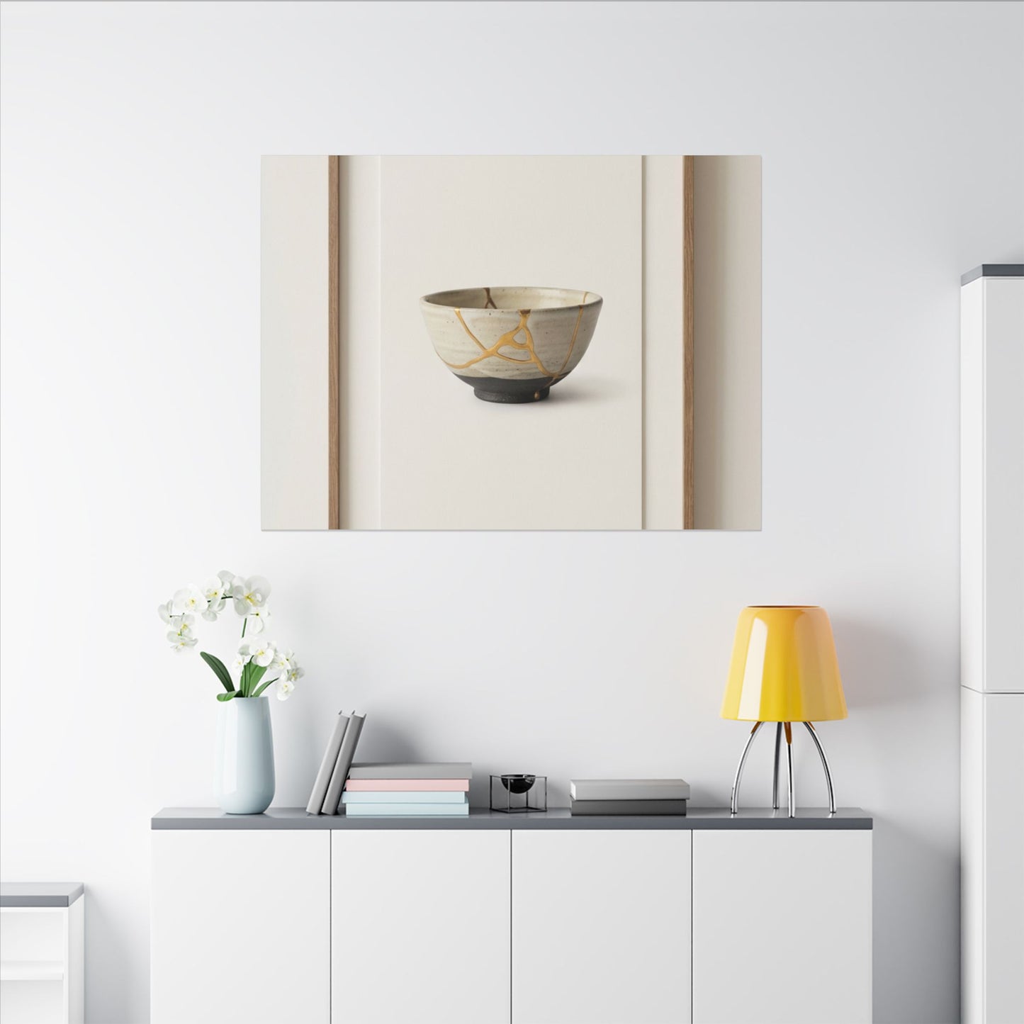 Kintsugi Charcoal Canvas Art