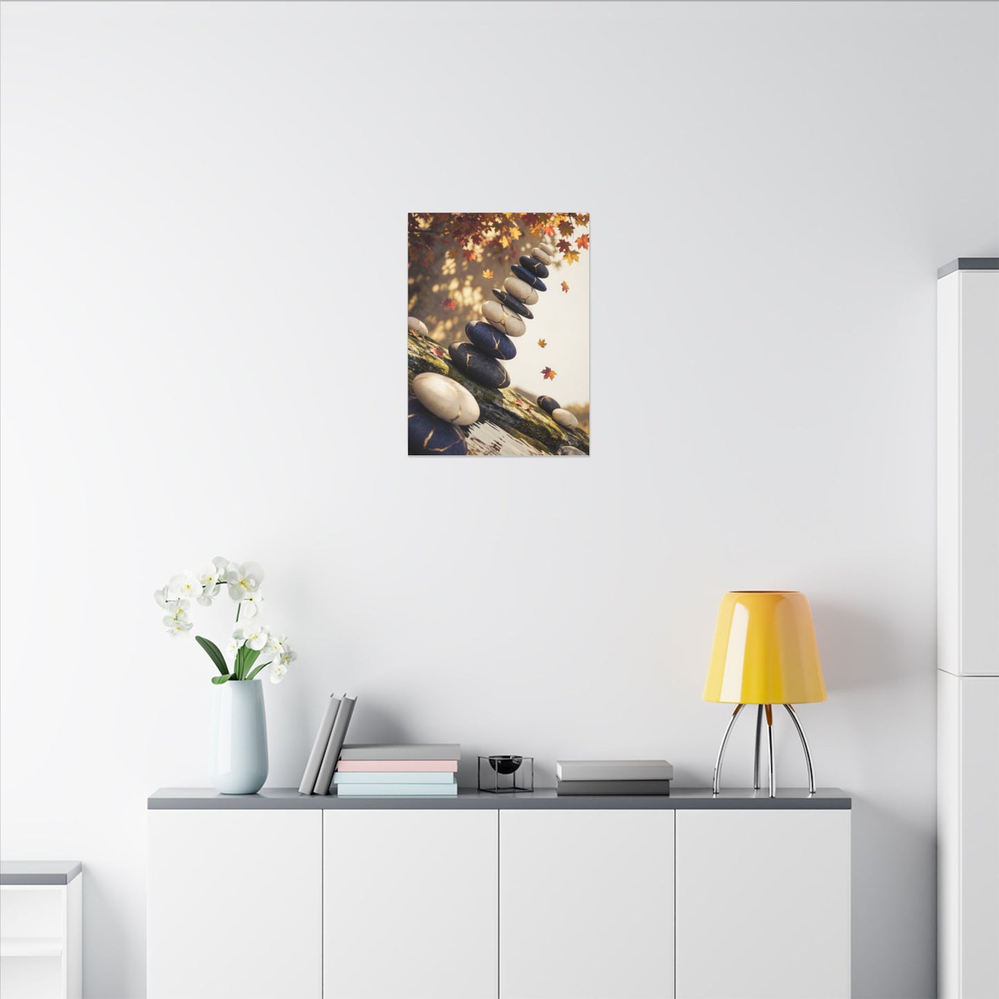 Ma River Stones Canvas Art - Kintsugi Gold Vein