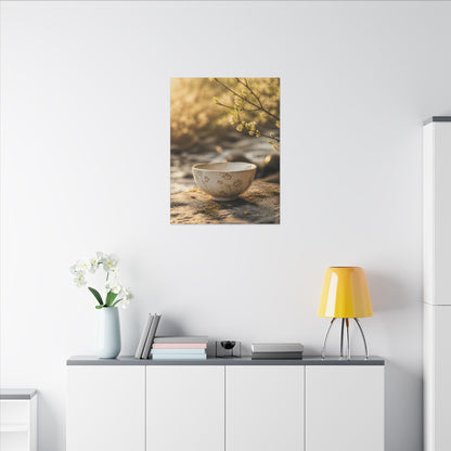 Neutral Ceramic Bowl Canvas Art - Japanese Pattern Japandi