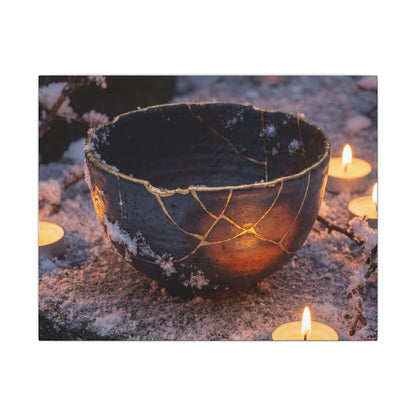 Ceramic Bowl Gold Repair Canvas Art | Beautiful Kintsugi Art Art Print