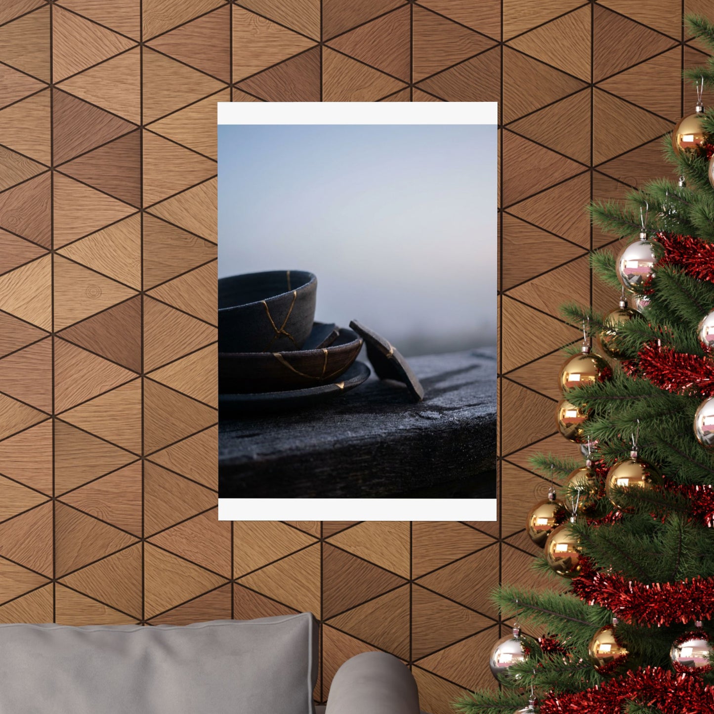 Seijaku Broken Pottery Wall Art Print - Dark Japandi Moody Minimal