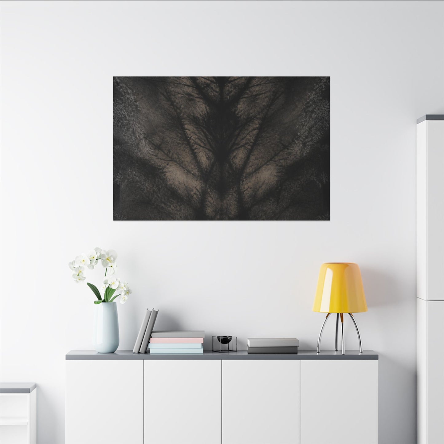 Seijaku Shadow Play Canvas Art - Dark Japandi Charcoal Ink