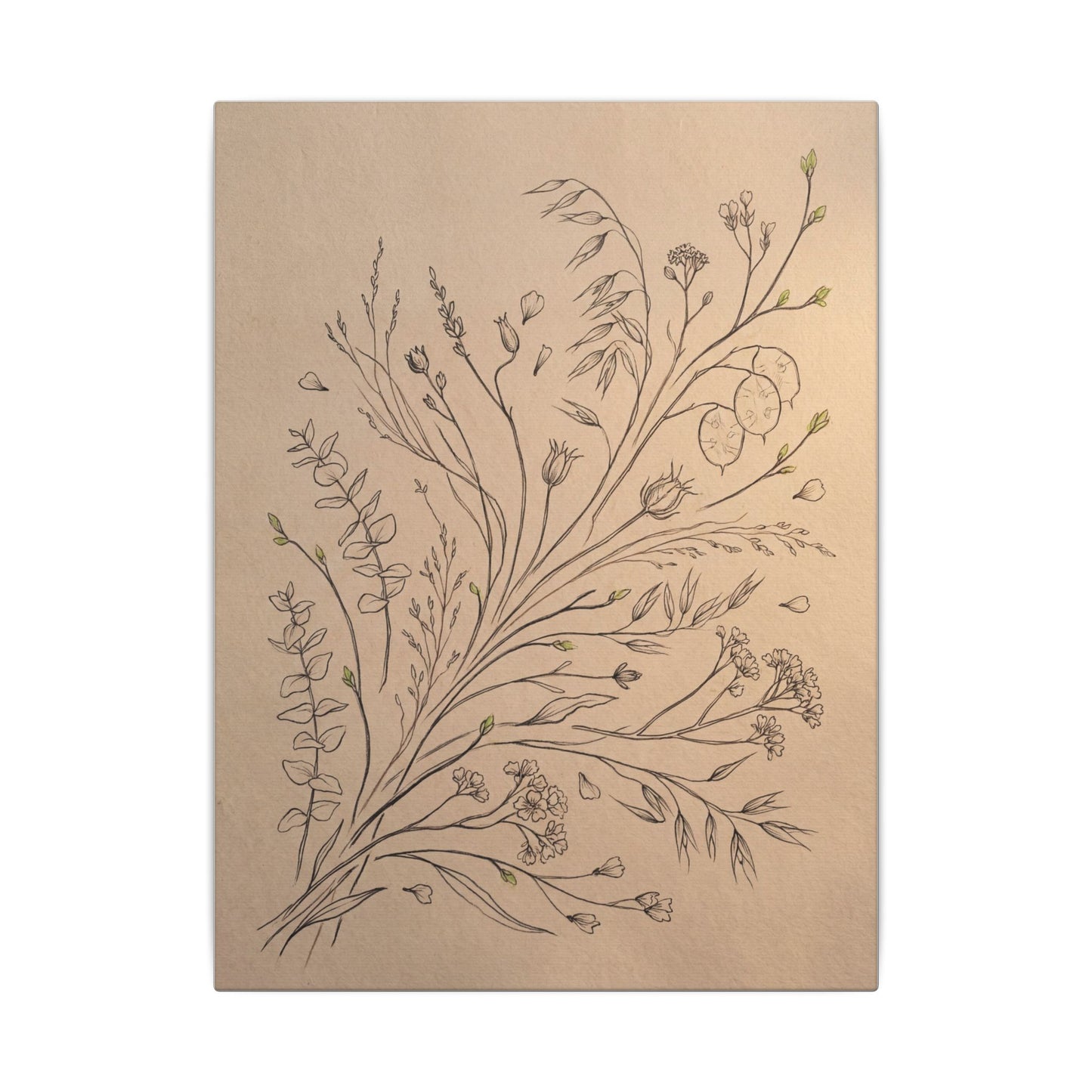 Dried Flowers Canvas Art | Spring Japandi Minimal Line Art