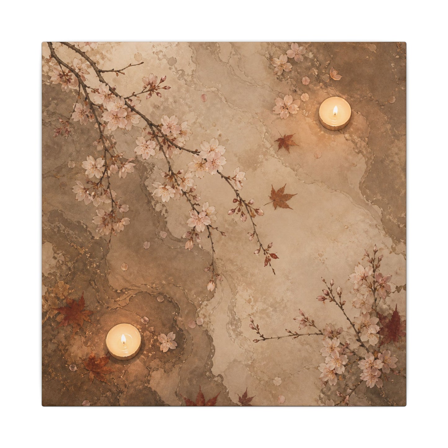 Cherry Blossom Canvas Art | Autumn Japandi Japanese Pattern Art