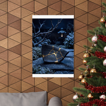 Moonlit Garden Gold Repair Wall Art Print | Healing Kintsugi Art