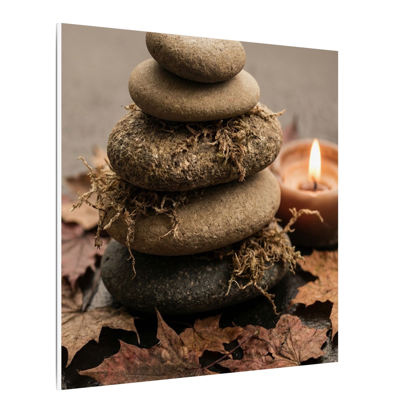 River Stones Canvas Art | Autumn Japandi Texture Art