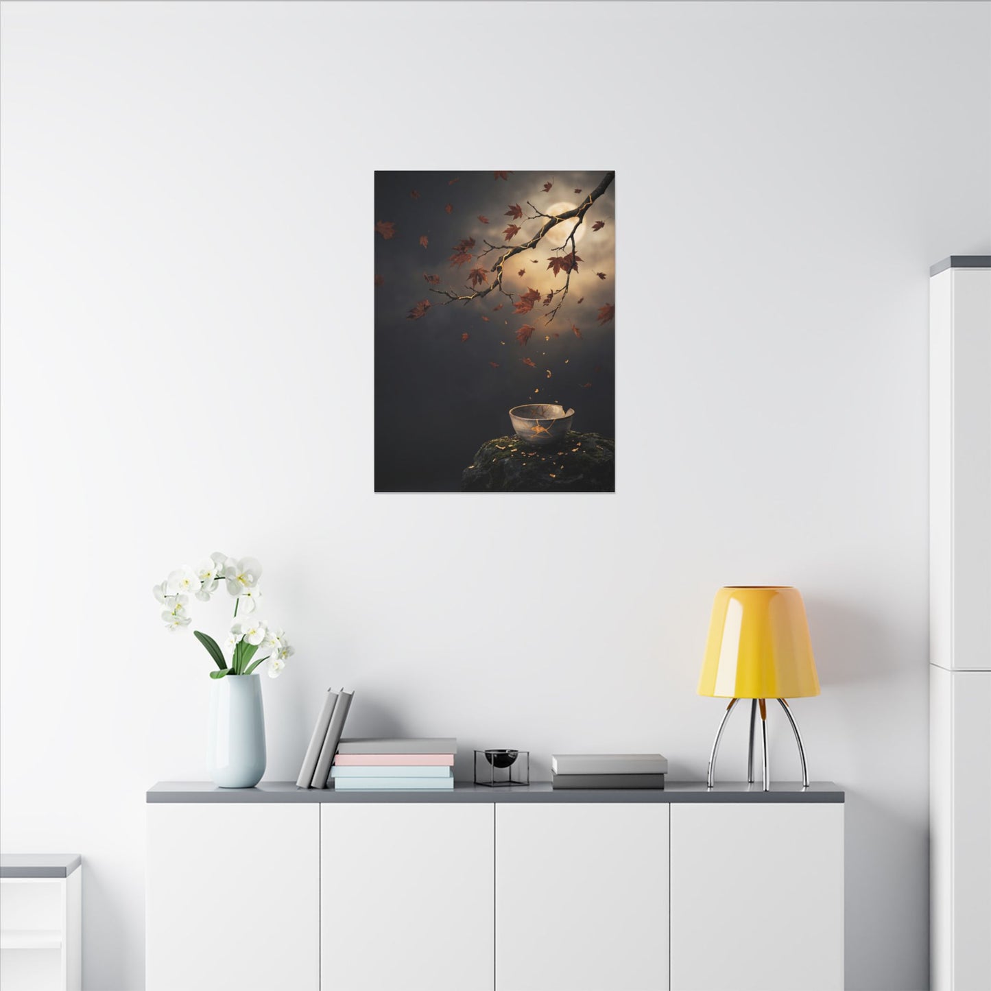 Moonlit Garden Gold Repair Canvas Art | Beautiful Kintsugi Art