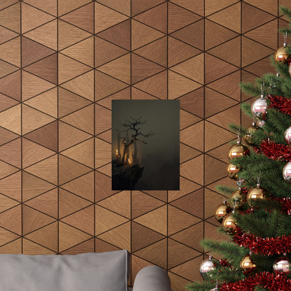 Pine Tree Shadow Zen Wall Art Print | Moody Dark Japandi Art
