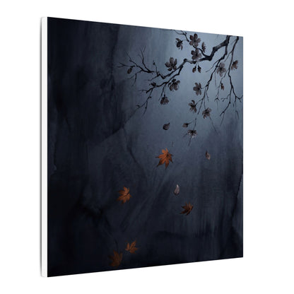 Autumn Cherry Blossom Charcoal Ink Canvas Art | Atmospheric Decor