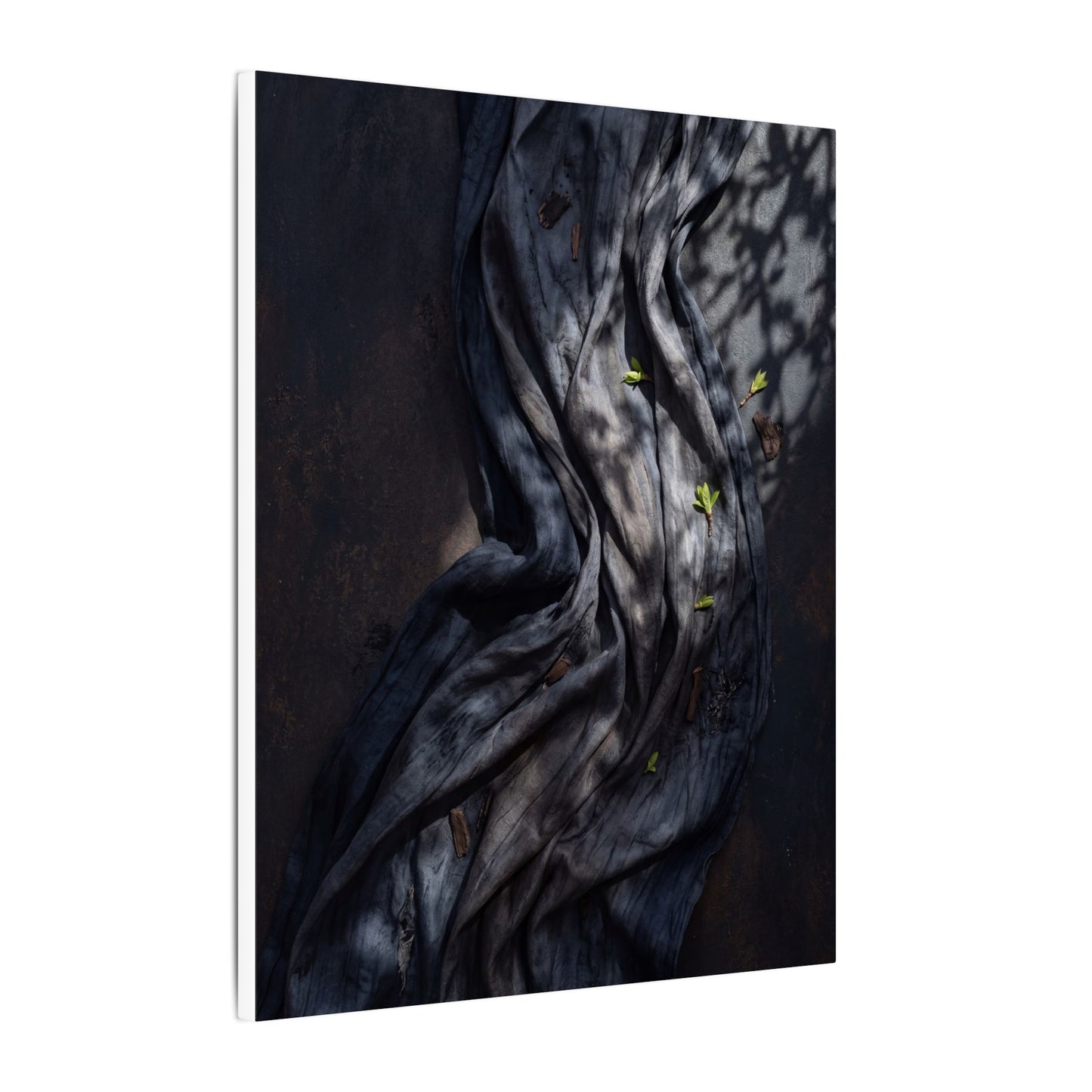 Seijaku Silk Drape Canvas Art - Dark Japandi Dark Texture