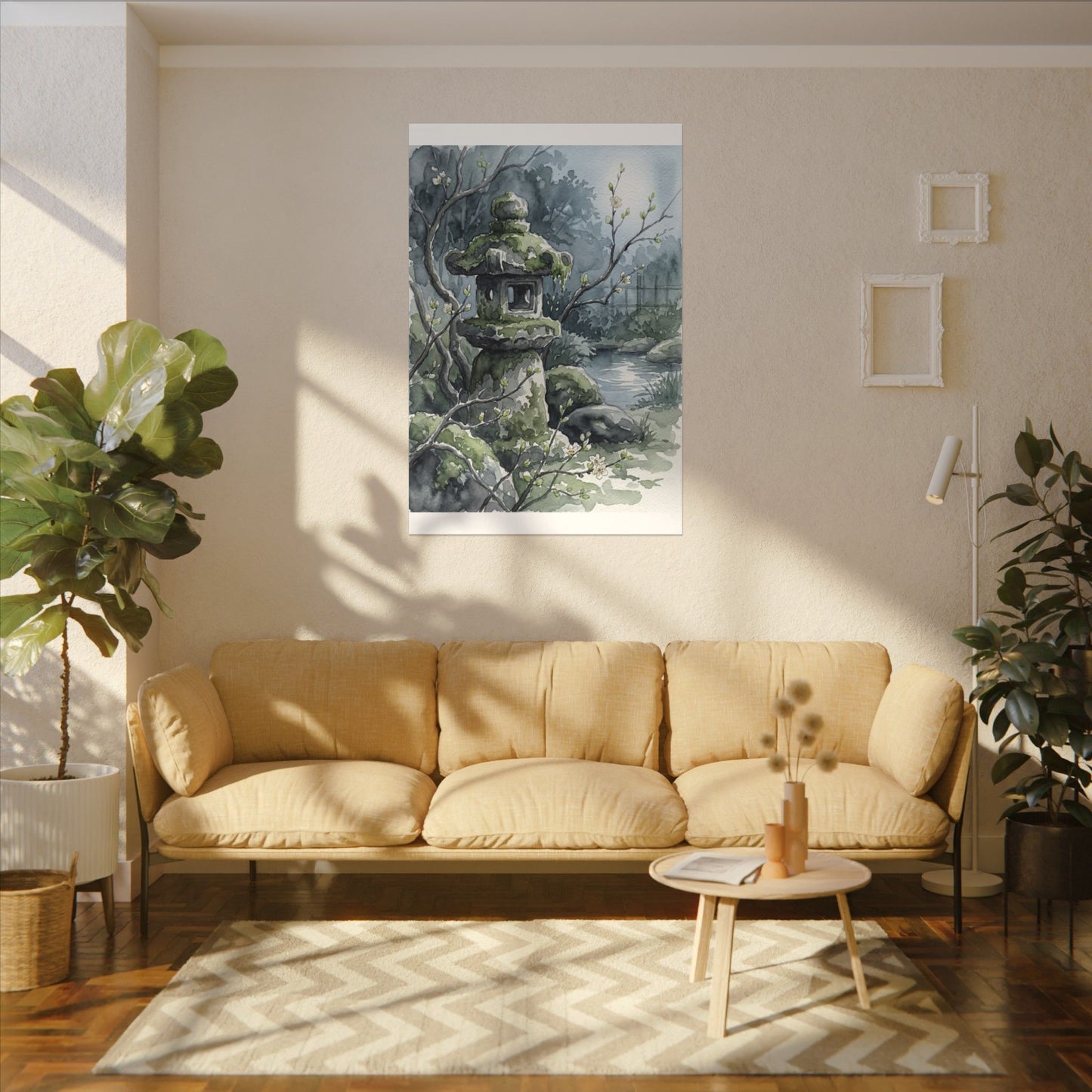 Moonlight Stone Lantern Canvas Art - Japandi Seijaku