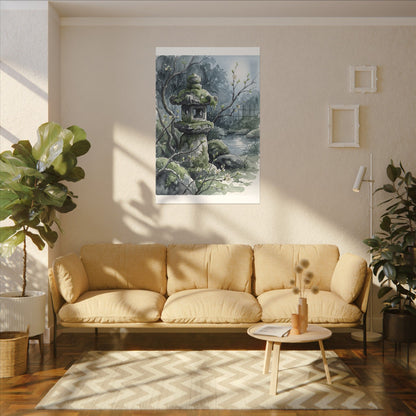 Moonlight Stone Lantern Canvas Art - Japandi Seijaku
