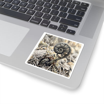 Cozy Fern Unfurling Sticker - Watercolor Japandi