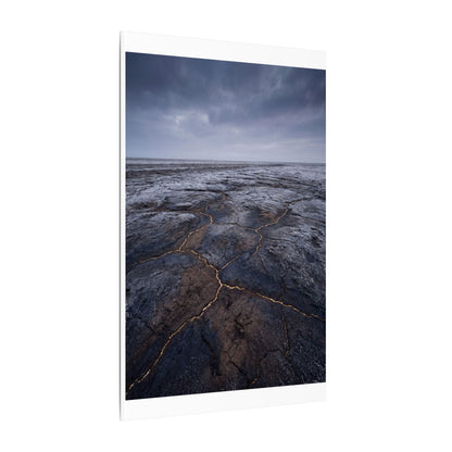 Dark Japandi Cracked Earth in Overcast | Dark Texture Canvas Art