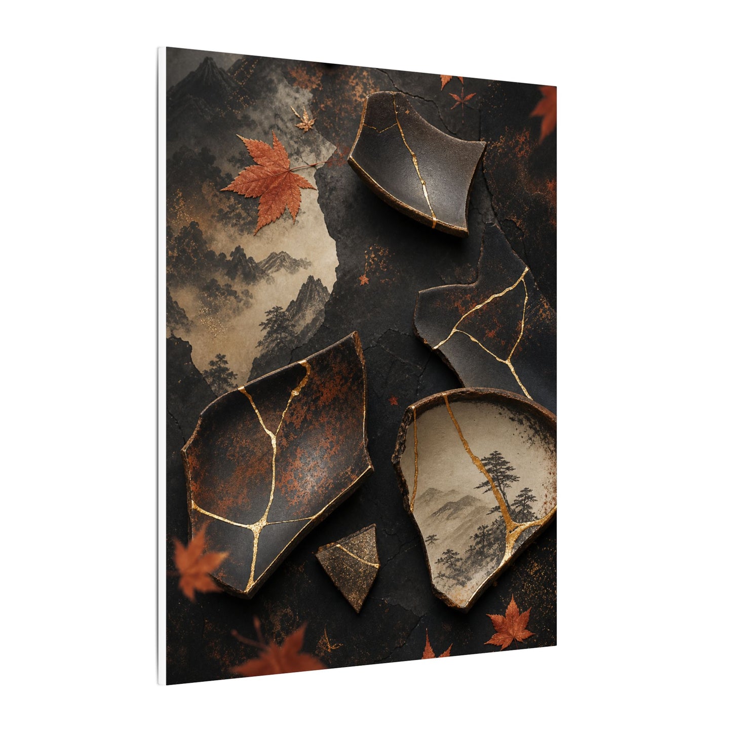 Broken Pottery Gold Vein Canvas Art | Philosophical Kintsugi Art