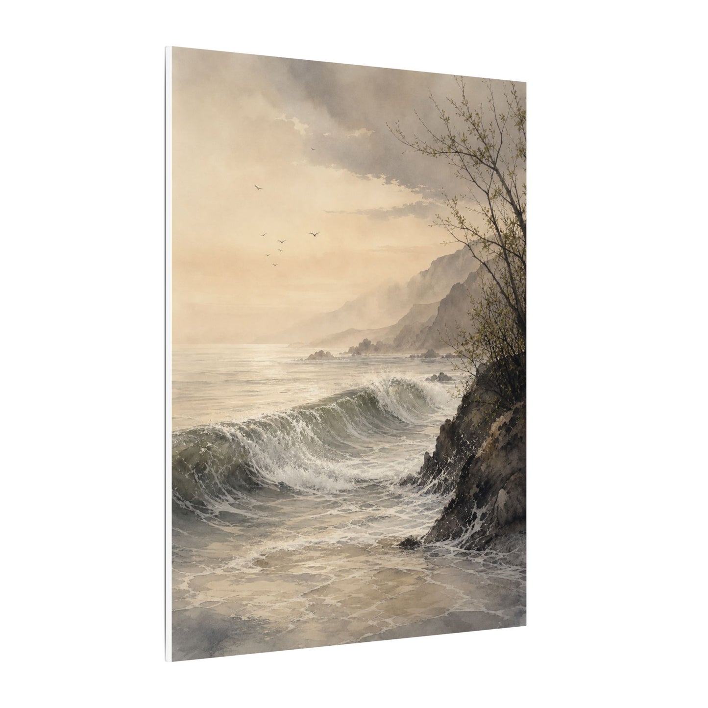 Ocean Wave Spring Canvas Art | Japandi Elegant Design