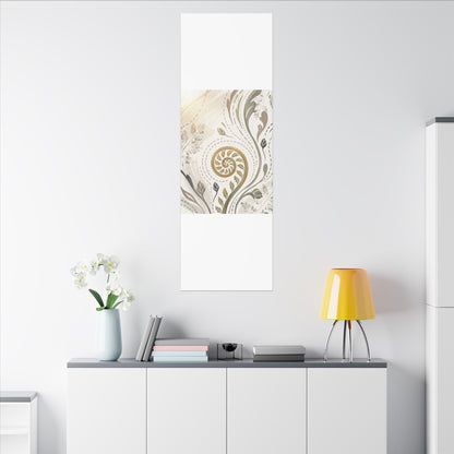 Japandi Fern Unfurling in Golden Hour | Japanese Pattern Canvas Art