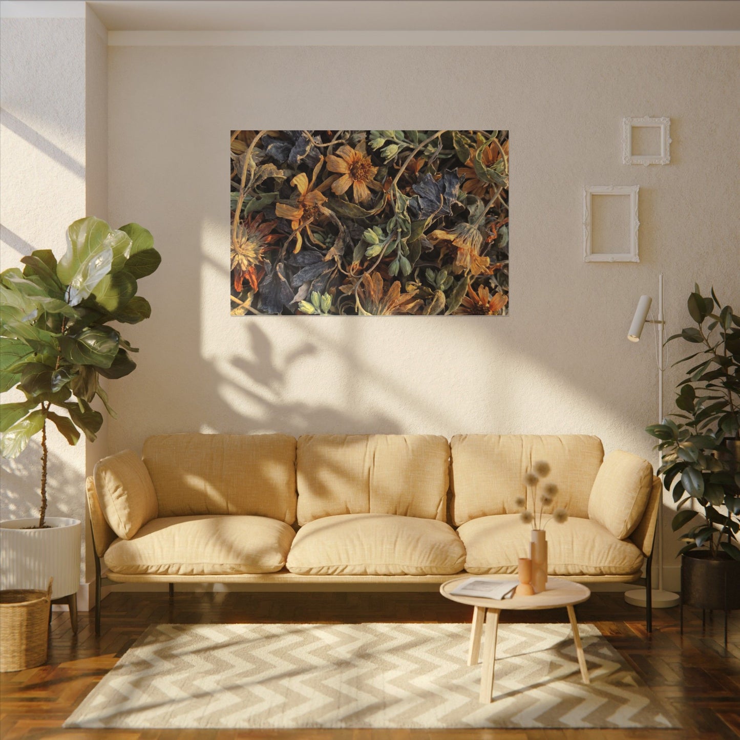 Spring Dried Flowers Japanese Pattern Canvas Art | Warm Decor