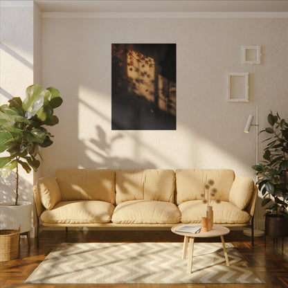 Shadow Play Canvas Art | Autumn Dark Japandi Charcoal Ink Art