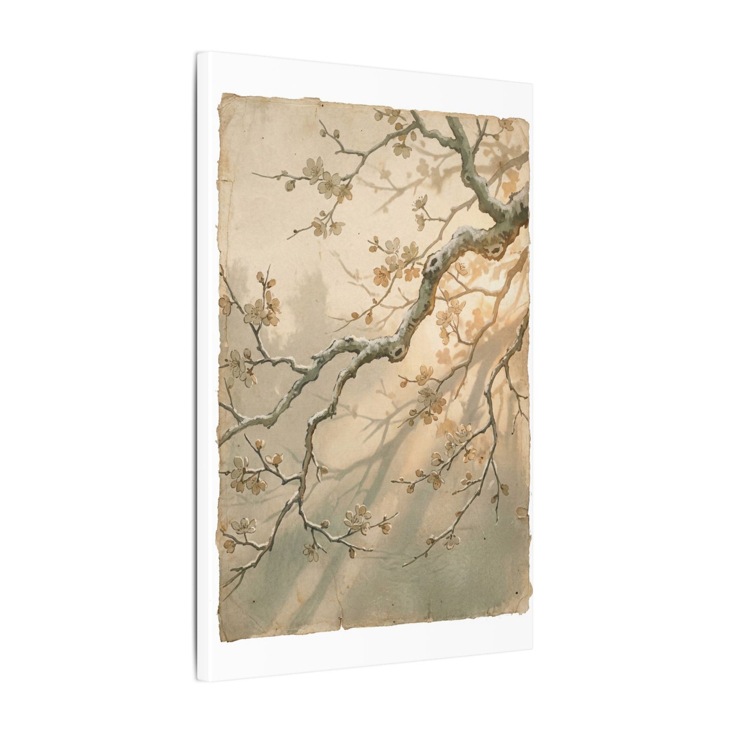 Cherry Blossom Canvas Art | Winter Japandi Japanese Pattern Art