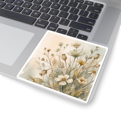 Elegant Dried Flowers Sticker - Watercolor Japandi Art Print