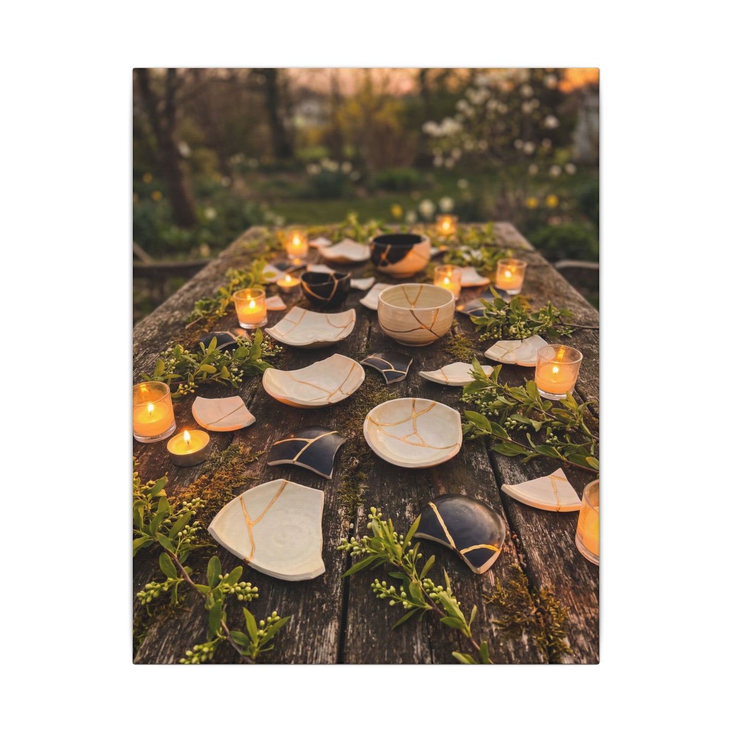Broken Pottery Spring Canvas Art | Kintsugi Beautiful Design