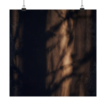 Dark Japandi Shadow Play in Candlelight | Moody Minimal Wall Art Print