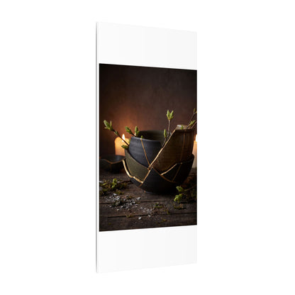 Broken Pottery Spring Canvas Art | Dark Japandi Luxurious Design