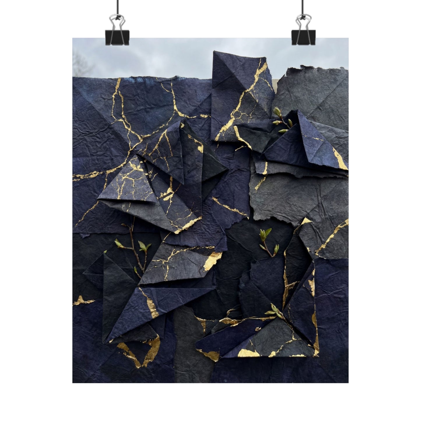 Paper Fold Crackle Gold Wall Art Print | Philosophical Kintsugi Art Art Print