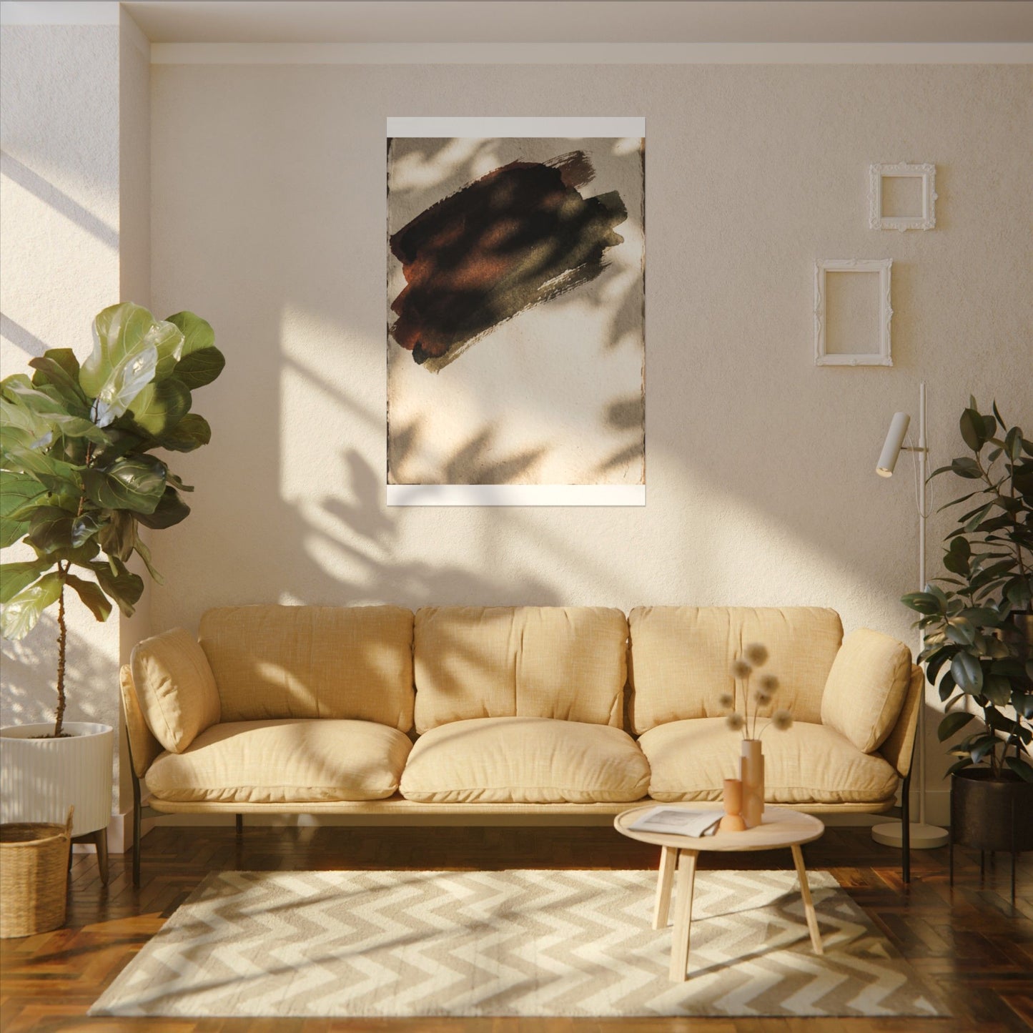 Ink Brushstroke Canvas Art | Summer Dark Japandi Moody Minimal Art