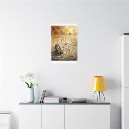 Autumn Rock Garden Watercolor Canvas Art | Neutral Decor