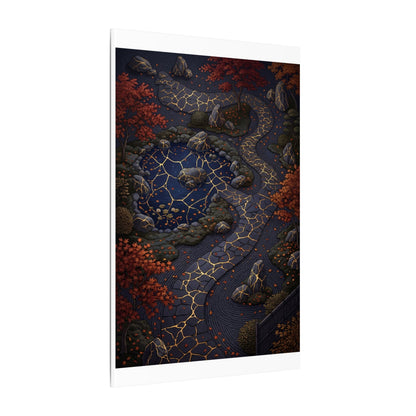 Moonlit Garden Gold Vein Canvas Art | Resilient Kintsugi Art