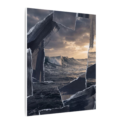 Fukinsei Ocean Wave Canvas Art - Dark Japandi Shadow Zen