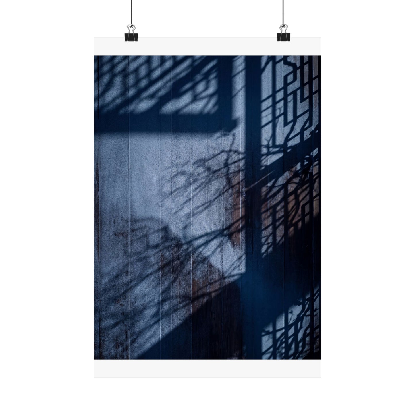 Sophisticated Shadow Play Wall Art Print - Moody Minimal Dark Japandi