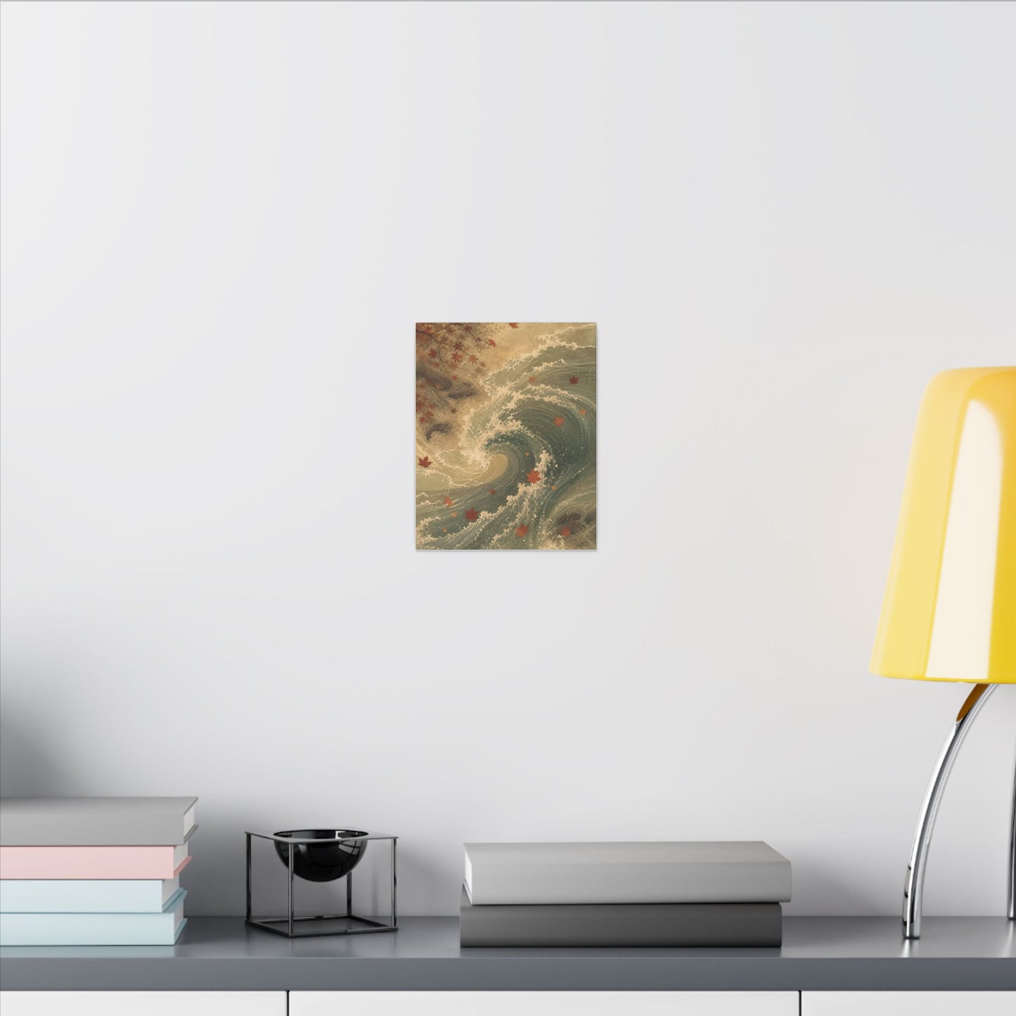 Japandi Ocean Wave in Candlelight | Japanese Pattern Canvas Art