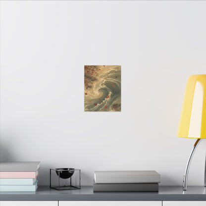 Japandi Ocean Wave in Candlelight | Japanese Pattern Canvas Art