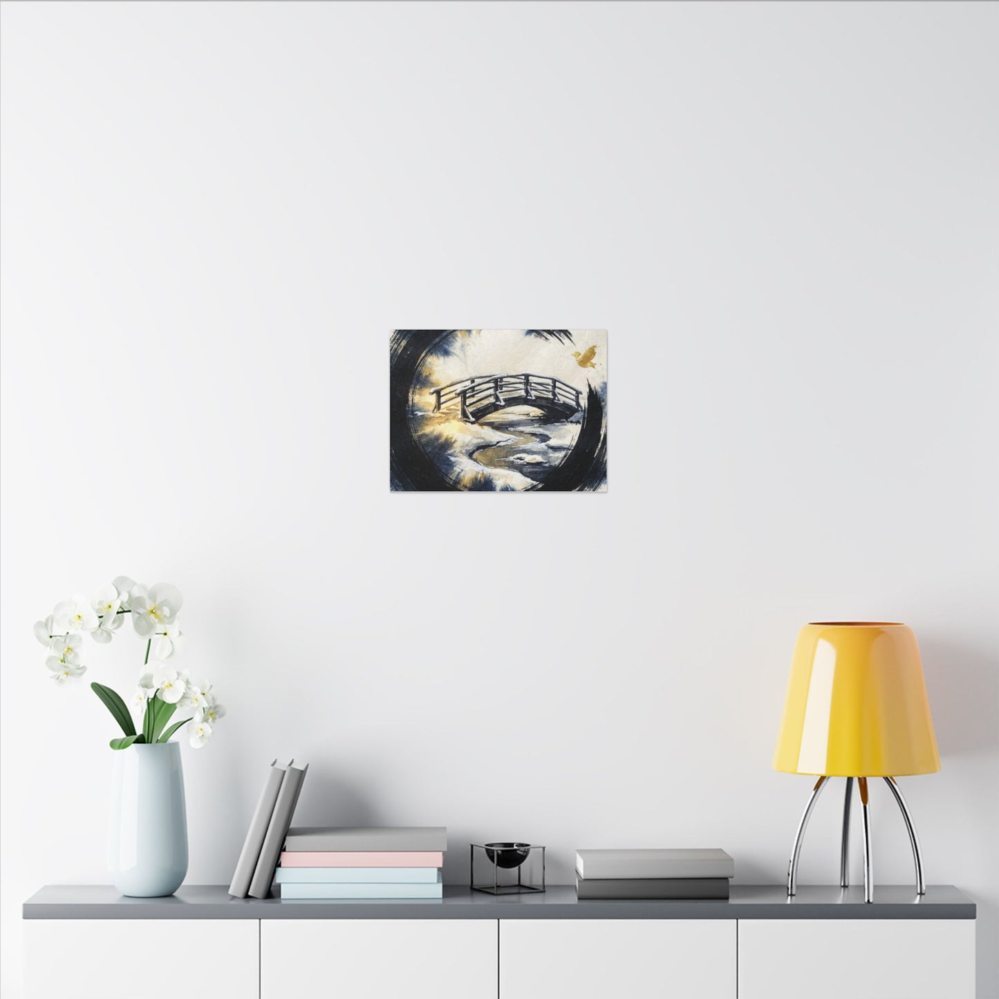 Autumn Ink Brushstroke Karesansui Canvas Art | Peaceful Decor