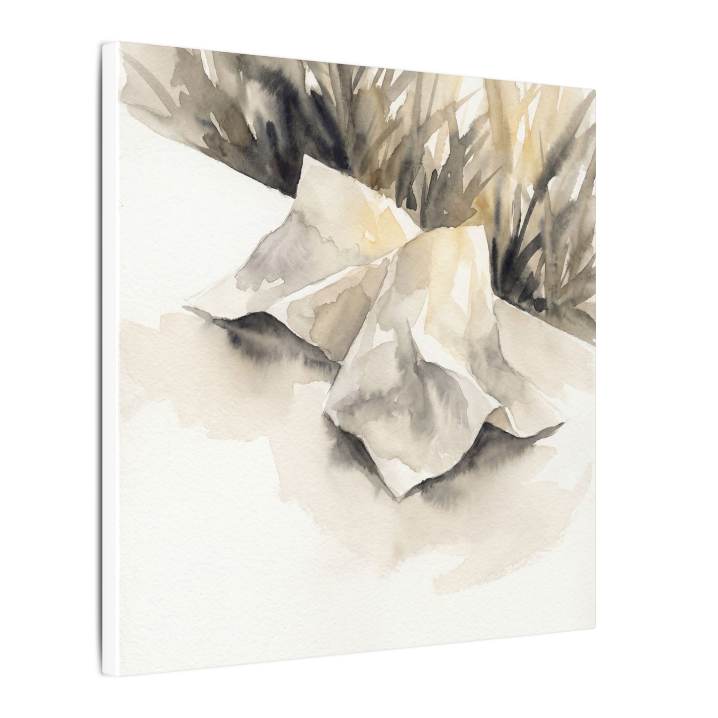 Paper Fold Watercolor Canvas Art | Warm Japandi Art