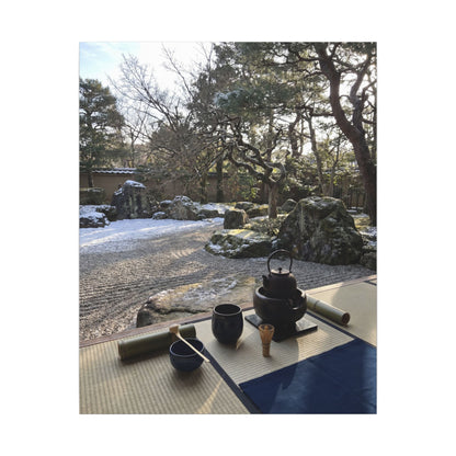 Winter Tea Ceremony Karesansui Canvas Art | Serene Decor
