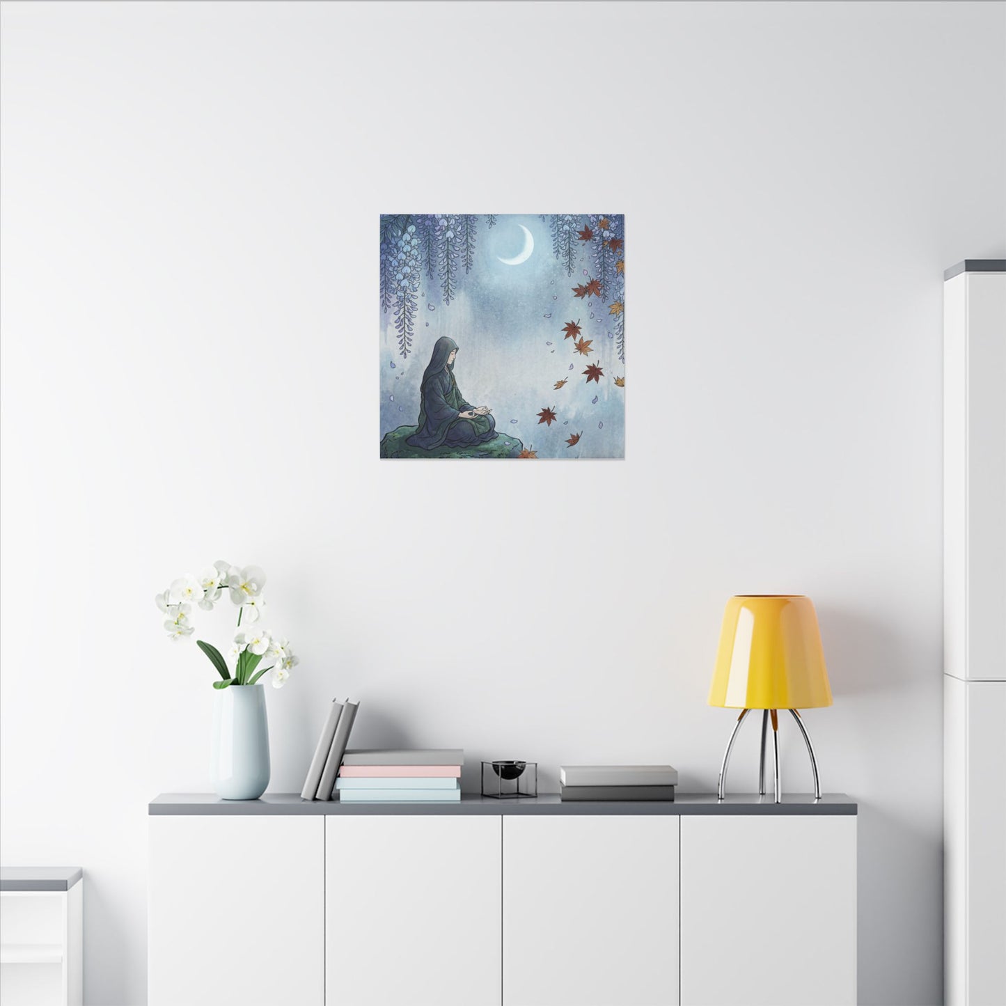 Zen Wisteria in Moonlight | Ukiyo E Inspired Canvas Art