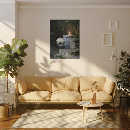 Candlelight Lotus Flower Canvas Art - Zen Kanso
