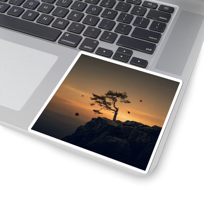 Ma Pine Tree Sticker - Dark Japandi Moody Minimal Art Print