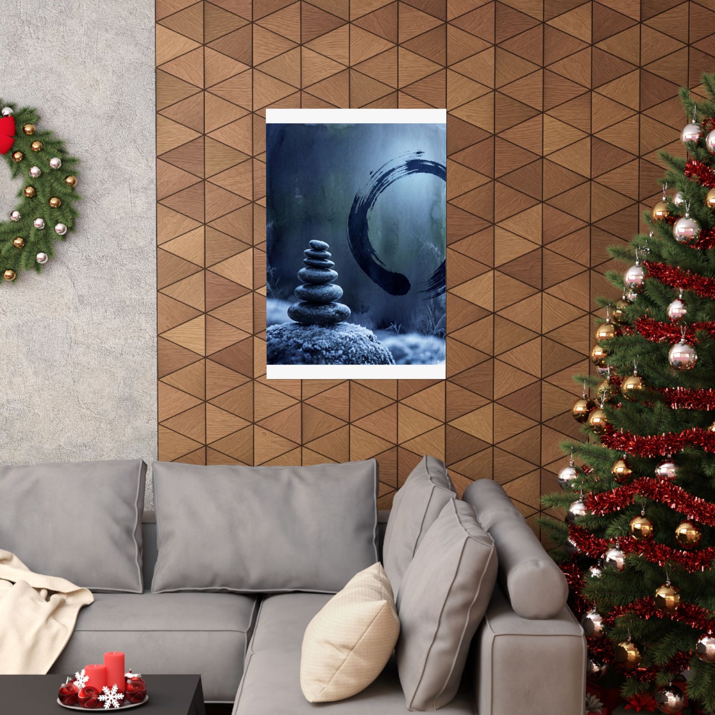 Moonlight River Stones Wall Art Print - Zen Fukinsei